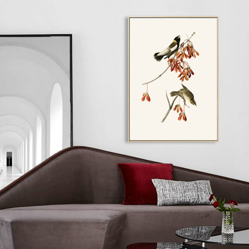 Soft Color Rustic Canvas Art Painting Bird on the Branches Wall Decor for Bedroom Clearhalo 'Art Gallery' 'Canvas Art' 'Country Art Gallery' 'French Country' 'Rustic' Arts' 1862459