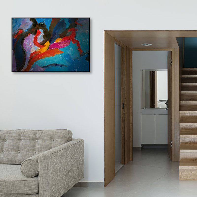 Pop Art Oiling Painting Canvas Blue Textured Wall Decor for Living Room, Multiple Sizes Clearhalo 'Arts' 'Canvas Art' 1862573