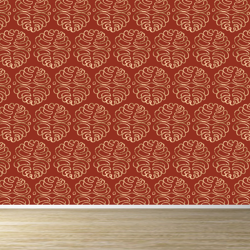 Fashion Moire Pattern Mural Wallpaper Sitting Room Sky View Wall Decor, Custom Printed Red Clearhalo 'Wall Decor' 'Wall Mural' 1863426