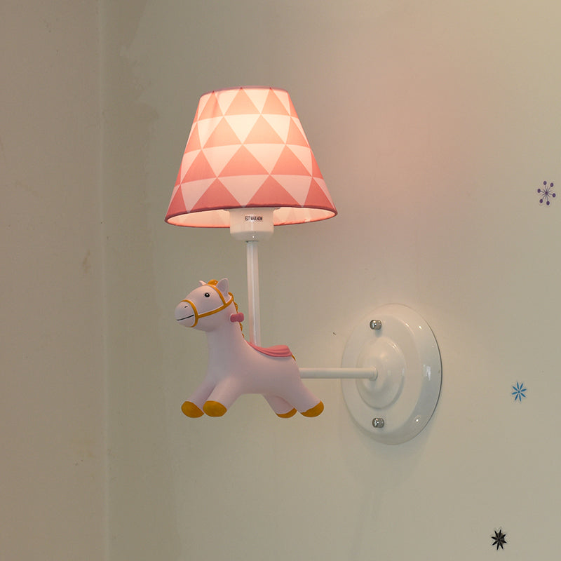 Child Bedroom Horse Wall Sconce Resin One Bulb Modern Stylish Sconce Light Pink Clearhalo 'Wall Lamps & Sconces' 'Wall Lights' Lighting' 186348