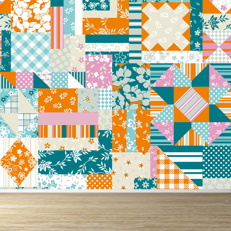 House Decor Paisley Print Mural Decal Customized Modern Wall Covering for Living Room Light Blue Clearhalo 'Wall Decor' 'Wall Mural' 1864301