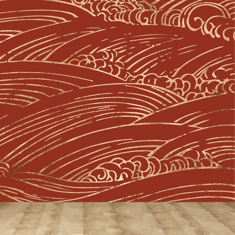 Cloud Pattern Mural Wallpaper for Dining Room, Pastel Color, Custom Size Available Red Clearhalo 'Wall Decor' 'Wall Mural' 1864776