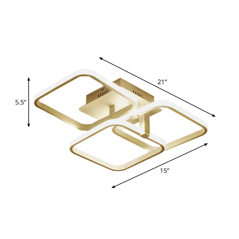 Metal 3-Square Semi Mount Lighting Contemporary 3 Heads White Close to Ceiling Light Fixture Clearhalo 'Ceiling Lights' 'Close To Ceiling Lights' 'Close to ceiling' 'Semi-flushmount' Lighting' 1865448
