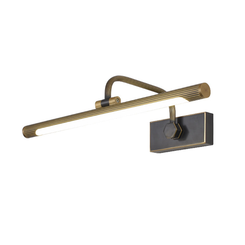 Tube LED Vanity Wall Light Simplicity Metallic Black and Gold Wall Mounted Lamp with Swing Arm Clearhalo 'Cast Iron' 'Glass' 'Industrial' 'Modern wall lights' 'Modern' 'Tiffany' 'Traditional wall lights' 'Vanity Lights' 'Wall Lights' Lighting' 1865959