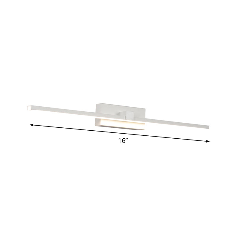 White Linear Vanity Wall Light Fixture Modern LED Metallic Surface Wall Sconce in Warm/White Light Clearhalo 'Cast Iron' 'Glass' 'Industrial' 'Modern wall lights' 'Modern' 'Tiffany' 'Traditional wall lights' 'Vanity Lights' 'Wall Lights' Lighting' 1866052