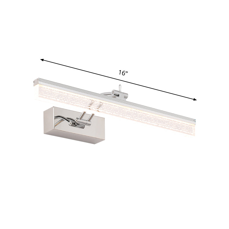 16"/23.5" L LED Bathroom Wall Vanity Light Modernism Silver Wall Sconce Lighting with Rectangle Acrylic Shade in Warm/White Light Clearhalo 'Modern wall lights' 'Modern' 'Vanity Lights' 'Wall Lights' Lighting' 1866056