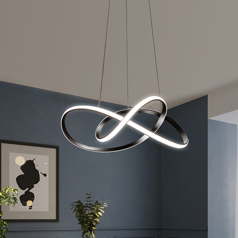 Knotting Ceiling Chandelier Minimalist Metallic LED Restaurant Drop Pendant in Black Clearhalo 'Ceiling Lights' 'Chandeliers' 'Modern Chandeliers' 'Modern' Lighting' 1866254