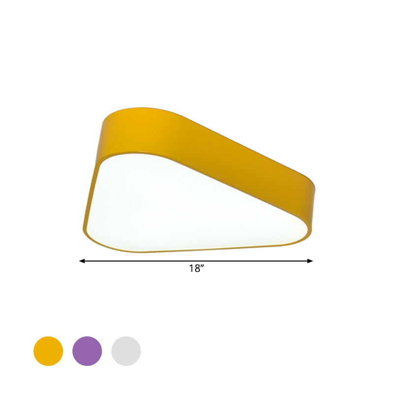 Triangular Acrylic Flush Mount Light Kids White/Yellow/Purple LED Close to Ceiling Lighting Fixture Clearhalo 'Ceiling Lights' 'Close To Ceiling Lights' 'Close to ceiling' 'Flush mount' Lighting' 1866293