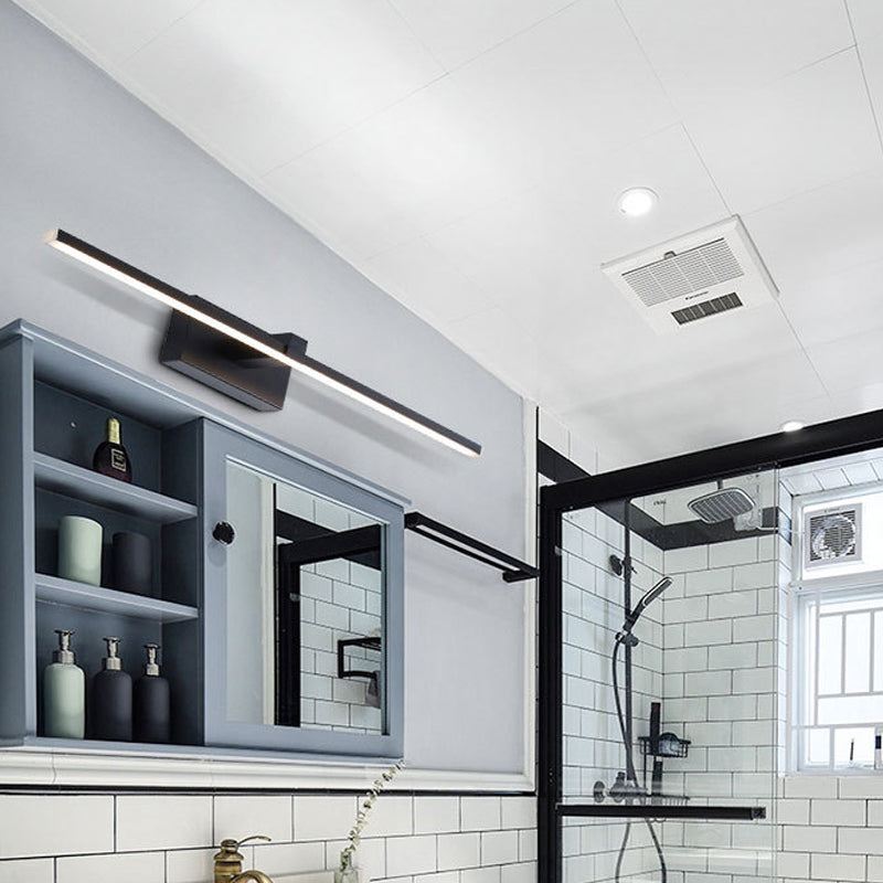 Streamlined Vanity Wall Light Simple Metal LED Black Wall Mounted Lighting in Warm/White Light for Bathroom Clearhalo 'Cast Iron' 'Glass' 'Industrial' 'Modern wall lights' 'Modern' 'Tiffany' 'Traditional wall lights' 'Vanity Lights' 'Wall Lights' Lighting' 1866414