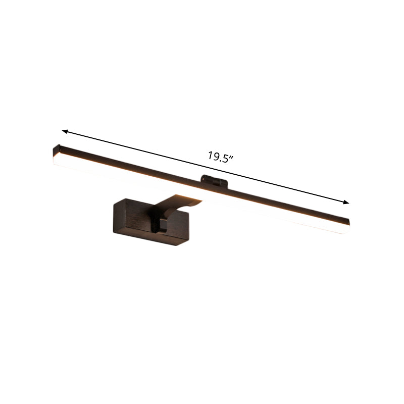 Metal Slim Vanity Lighting Fixture Simplicity 16"/19.5" L LED Wall Lamp in Black, Warm/White Light Clearhalo 'Cast Iron' 'Glass' 'Industrial' 'Modern wall lights' 'Modern' 'Tiffany' 'Traditional wall lights' 'Vanity Lights' 'Wall Lights' Lighting' 1866421