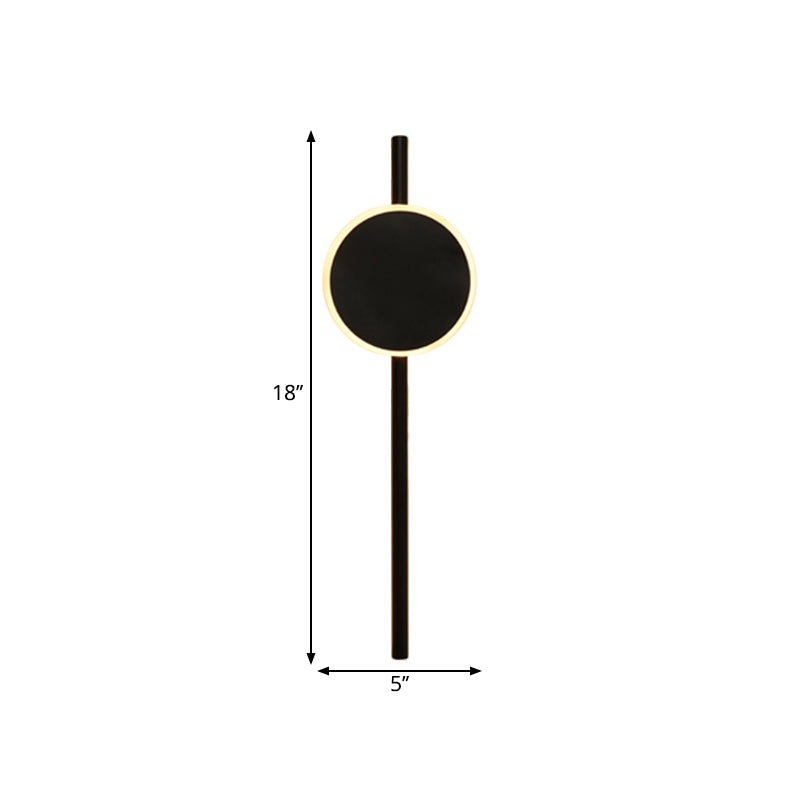 Nordic LED Flush Wall Sconce Black Round and Bar Wall Lighting Ideas with Metallic Shade in Warm/White Light Clearhalo 'Cast Iron' 'Glass' 'Industrial' 'Modern wall lights' 'Modern' 'Tiffany' 'Traditional wall lights' 'Wall Lamps & Sconces' 'Wall Lights' Lighting' 1866445