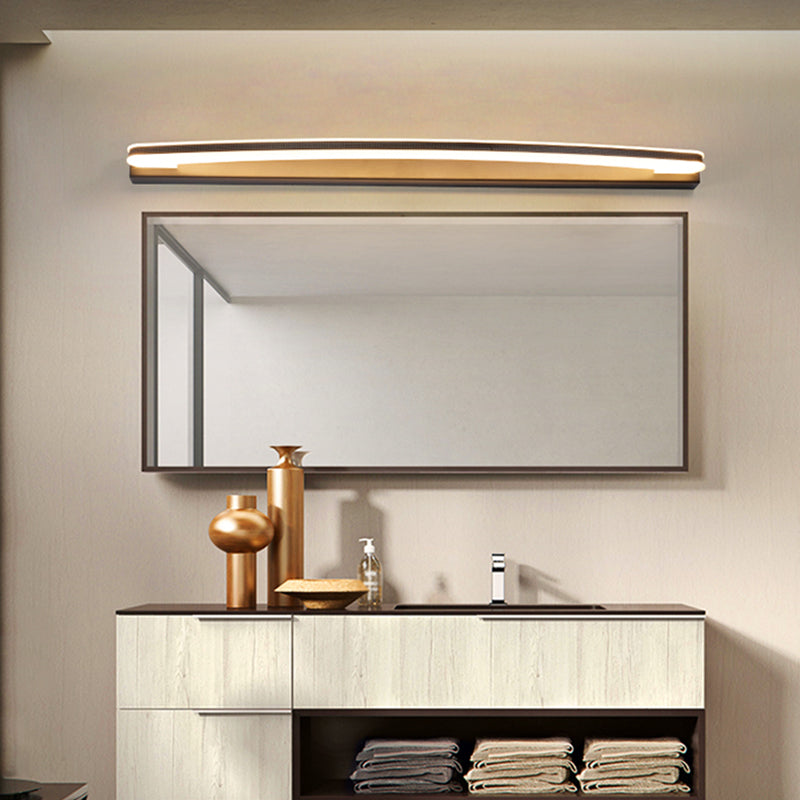 Curved Bar Wall Vanity Light Minimal LED Metal Bathroom Wall Mounted Lamp in Black, Warm/White Light Clearhalo 'Cast Iron' 'Glass' 'Industrial' 'Modern wall lights' 'Modern' 'Tiffany' 'Traditional wall lights' 'Vanity Lights' 'Wall Lights' Lighting' 1866651