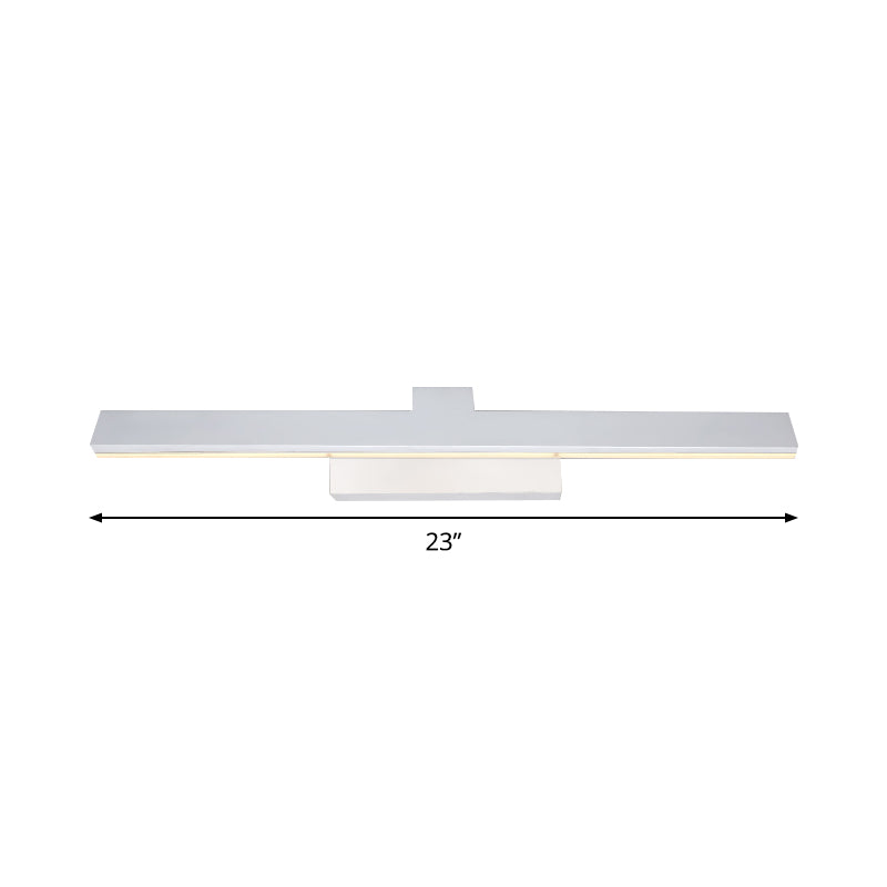 Simplicity LED Vanity Lighting Fixture White Streamlined Wall Light with Metal Shade in Warm/White Light, 17"/23" L Clearhalo 'Cast Iron' 'Glass' 'Industrial' 'Modern wall lights' 'Modern' 'Tiffany' 'Traditional wall lights' 'Vanity Lights' 'Wall Lights' Lighting' 1866943
