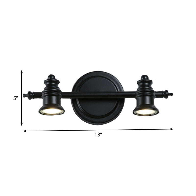 Black 2 Arms Wall Light Fixture Simplicity 2 Heads Metal Adjustable Vanity Light Idea for Bathroom Clearhalo 'Cast Iron' 'Glass' 'Industrial' 'Modern wall lights' 'Modern' 'Tiffany' 'Traditional wall lights' 'Vanity Lights' 'Wall Lights' Lighting' 1867382