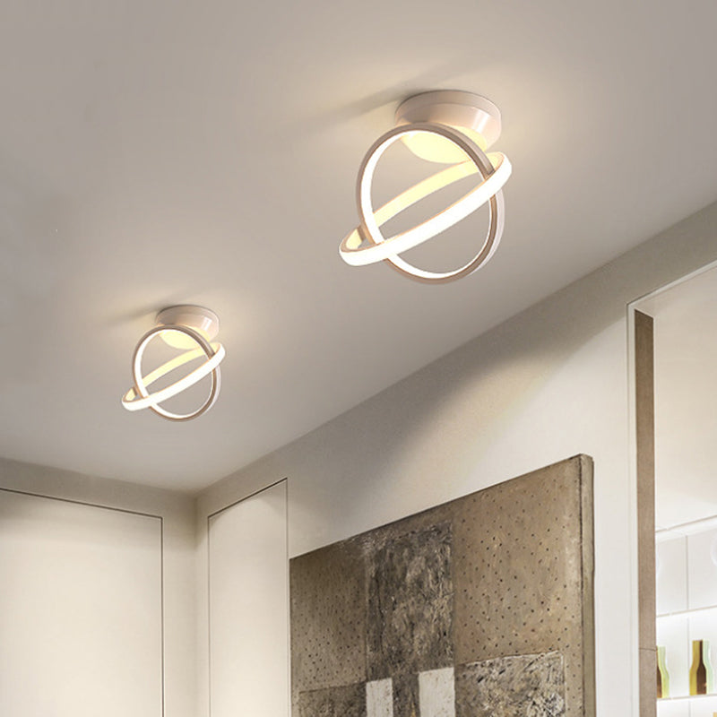 Ring Close to Ceiling Lamp Minimalism Metallic Black/White LED Flushmount Lighting in Warm/White Light Clearhalo 'Ceiling Lights' 'Close To Ceiling Lights' 'Close to ceiling' 'Flush mount' Lighting' 1867643