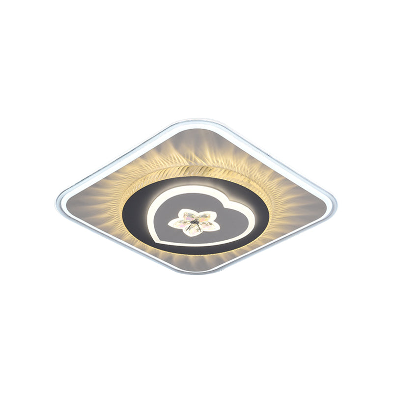 Nordic Square Flush Mount Lighting Acrylic LED Parlor Ceiling Light Fixture with Round/Heart Design in Grey Clearhalo 'Ceiling Lights' 'Close To Ceiling Lights' 'Close to ceiling' 'Flush mount' Lighting' 1867698