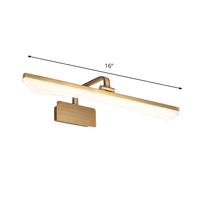 Modernist Slim Vanity Lamp Metal LED Bathroom Wall Mounted Lighting in Gold, Warm/White Light Clearhalo 'Modern wall lights' 'Modern' 'Vanity Lights' 'Wall Lights' Lighting' 1867724