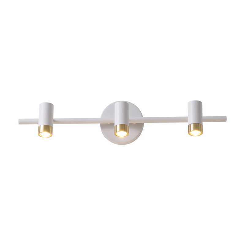 3-Arm Wall Mounted Light Fixture Minimalism Metallic 3 Heads Bathroom Vanity Lamp in White Clearhalo 'Cast Iron' 'Glass' 'Industrial' 'Modern wall lights' 'Modern' 'Tiffany' 'Traditional wall lights' 'Vanity Lights' 'Wall Lights' Lighting' 1867971