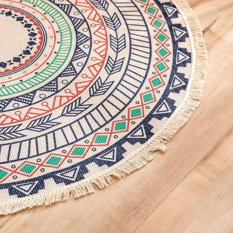 Moroccan Tribal Flower Pattern Rug Multicolor Flax Rug Non-Slip Pet Friendly Washable Area Rug for Bedroom Clearhalo 'Area Rug' 'Moroccan' 'Rugs' Rug' 1868628