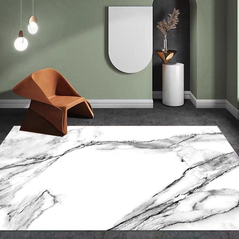 Casual Abstract Rug Black and White Modernist Area Rug Polyester Anti-Slip Pet Friendly Washable Rug for Living Room White Clearhalo 'Area Rug' 'Rug' 1869566