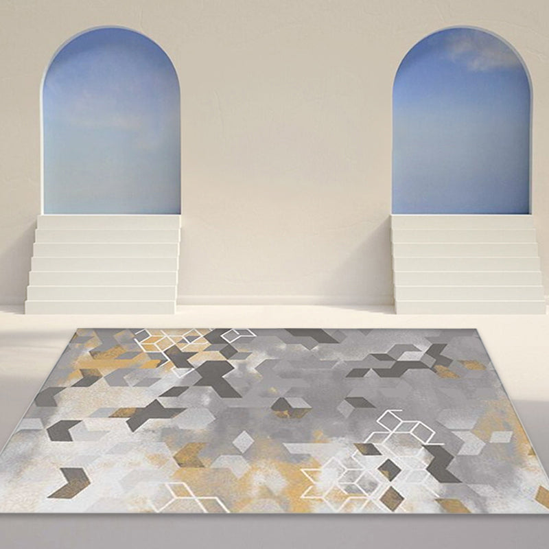 Multi Color Modern Rug Polypropylene Geometry Pattern Rug Pet Friendly Washable Non-Slip Area Rug for Drawing Room Grey Clearhalo 'Area Rug' 'Rug' 1870374