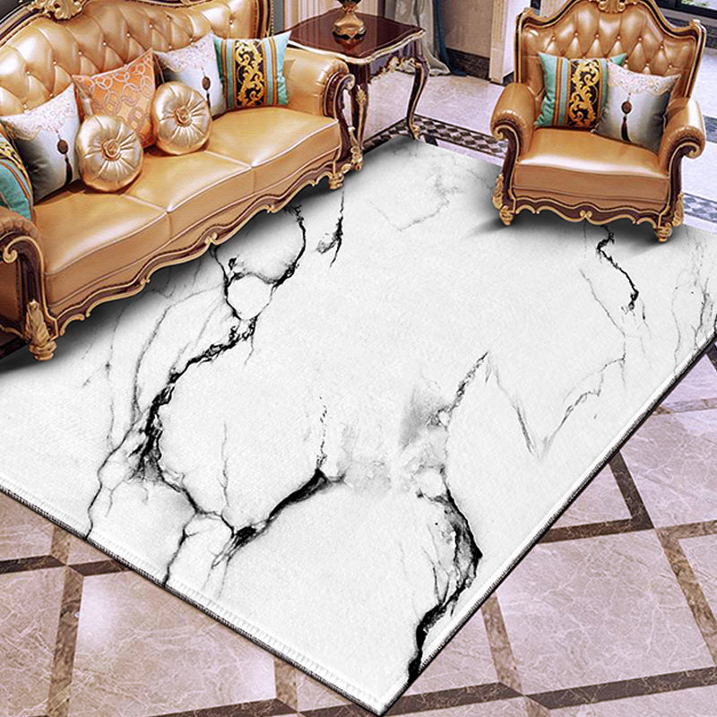 Contemporary Abstract Rug Black and White Synthetics Carpet Anti-Slip Pet Friendly Washable Rug for Decoration White 2'11" x 3'11" Clearhalo 'Area Rug' 'Rug' 1870466