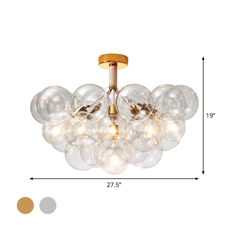 Child Bedroom Hallway Bubble Ceiling Light Clear Glass Simple Style Semi Flush Mount Light Clearhalo 'Ceiling Lights' 'Close To Ceiling Lights' 'Close to ceiling' 'Glass shade' 'Glass' 'Semi-flushmount' Lighting' 1870940