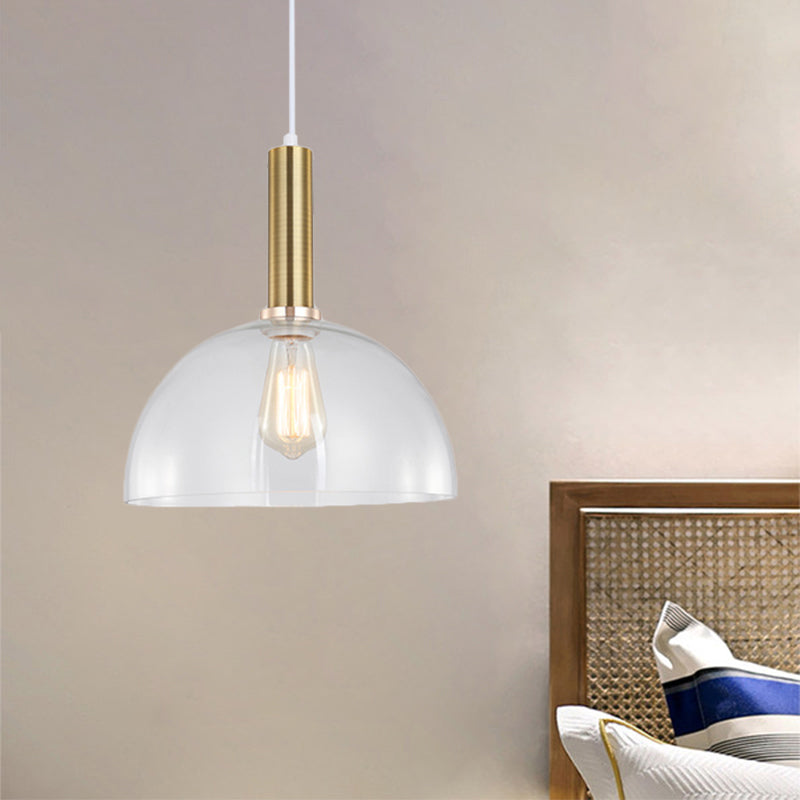 Single-Bulb Orb/Barn/Dome Pendant Lighting Fixture Industrial Brass Clear Glass Hanging Ceiling Light Clearhalo 'Ceiling Lights' 'Close To Ceiling Lights' 'Glass shade' 'Glass' 'Industrial Pendants' 'Industrial' 'Middle Century Pendants' 'Pendant Lights' 'Pendants' 'Tiffany' Lighting' 1871880