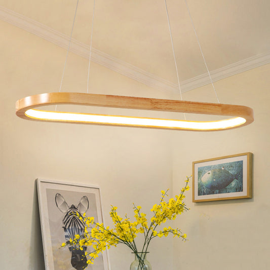 27.5"/35.5" Wide Nordic Oval Wooden Chandelier Light LED Ceiling Pendant for Dining Room Clearhalo 'Ceiling Lights' 'Chandeliers' Lighting' options 187787