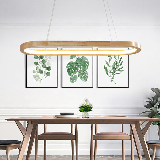 27.5"/35.5" Wide Nordic Oval Wooden Chandelier Light LED Ceiling Pendant for Dining Room Clearhalo 'Ceiling Lights' 'Chandeliers' Lighting' options 187790