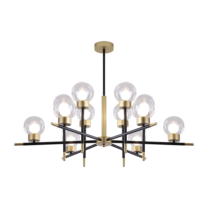 Contemporary Globe Shade Chandelier Multi-Head Metal Large Clear/White Glass Pendant Lamp for Hotel Clearhalo 'Ceiling Lights' 'Chandeliers' 'Clear' 'Industrial' 'Modern Chandeliers' 'Modern' 'Tiffany' 'Traditional Chandeliers' Lighting' 188479