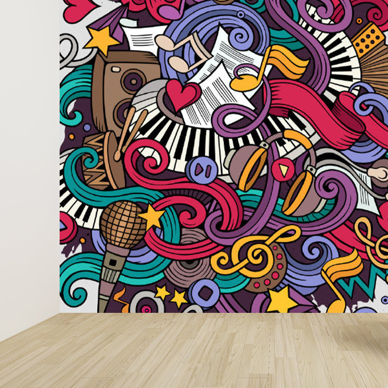 Stain Resistant Novel Pattern Mural Decal Non-Woven Modern Wall Decor for Sitting Room Dark Purple Clearhalo 'Wall Decor' 'Wall Mural' 1885124