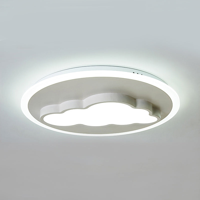 Big O Flush Mount Light with Cloud Modern Stylish Acrylic Ceiling Light in White for Kitchen Clearhalo 'Ceiling Lights' 'Close To Ceiling Lights' 'Close to ceiling' 'Flush mount' Lighting' 188791