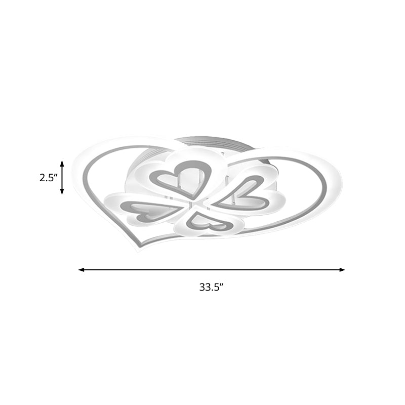 Romantic Heart Ceiling Mount Light Acrylic Flush Light in White for Adult Child Bedroom Clearhalo 'Ceiling Lights' 'Close To Ceiling Lights' 'Close to ceiling' 'Flush mount' Lighting' 189046