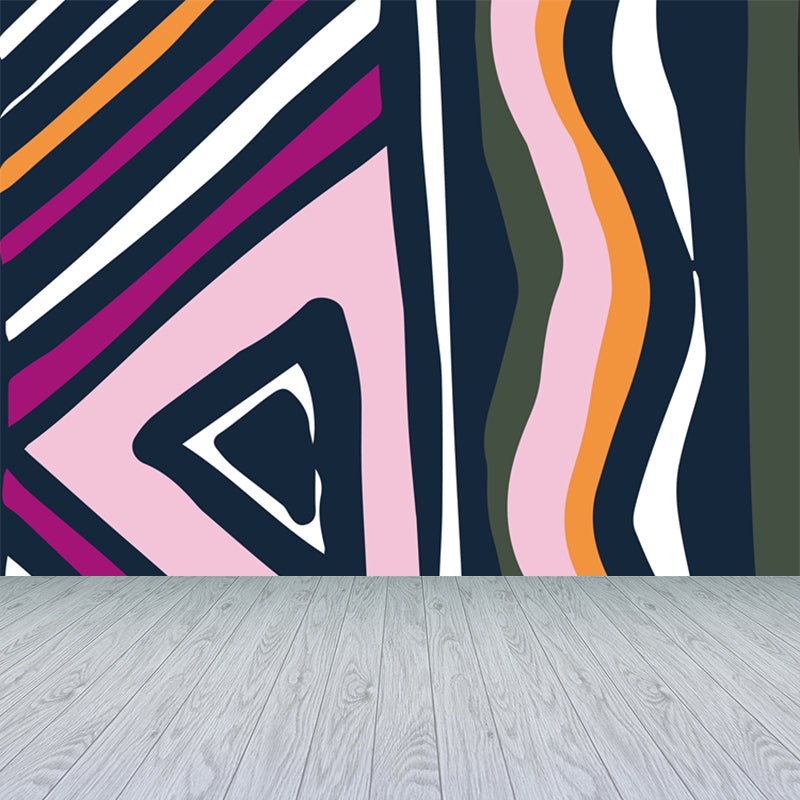 Contemporary Abstract Wall Mural Decal Colorful Geometric Wall Decor for Teens Room Pink Clearhalo 'Wall Decor' 'Wall Mural' 1896633