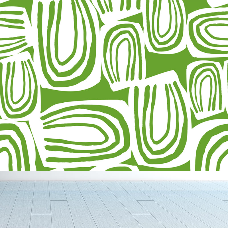 Custom Illustration Modern Mural Wallpaper with Abstract Pattern in Dark Color for Room Green Clearhalo 'Wall Decor' 'Wall Mural' 1896743