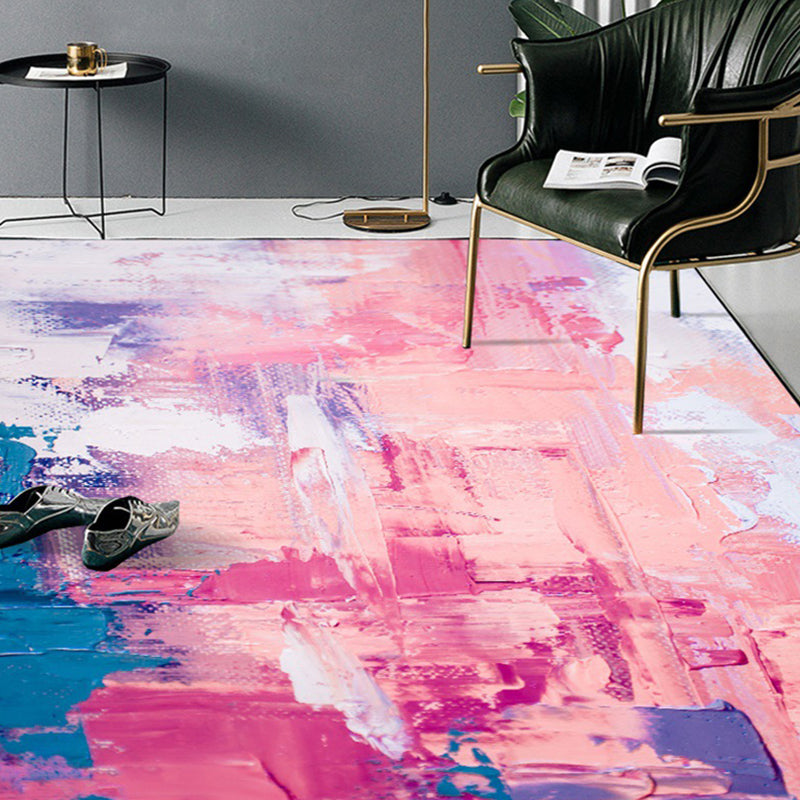Multi-Color Living Room Rug Modernism Brushstroke Pattern Rug Polyester Machine Washable Non-Slip Backing Carpet Pink Clearhalo 'Area Rug' 'Rug' 1897268
