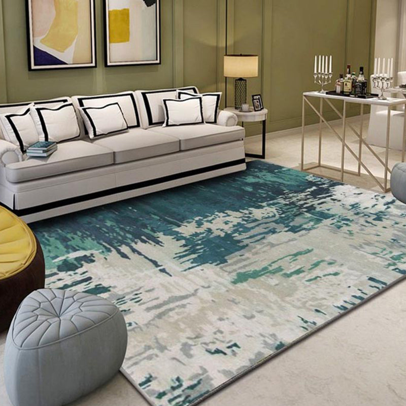 Green and Blue Industrial Rug Polyester Abstract Rug Pet Friendly Washable Non-Slip Carpet for Bedroom Green Clearhalo 'Area Rug' 'Rug' 1897532