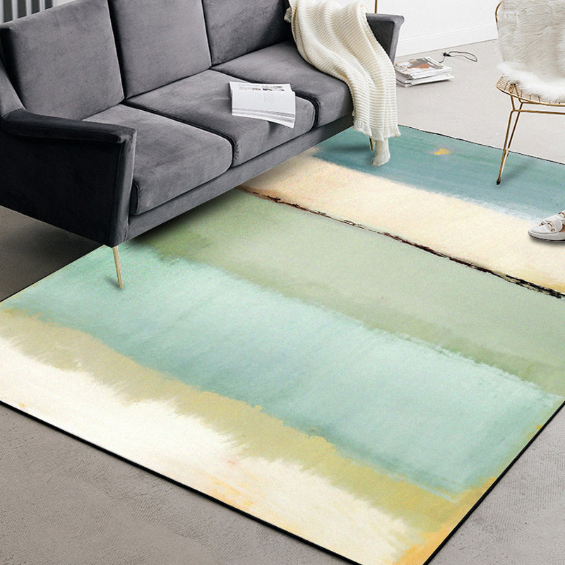 Multi-Colored Industrial Rug Polyester Watercolor Pattern Rug Pet Friendly Washable Non-Slip Carpet for Bedroom Green Clearhalo 'Area Rug' 'Rug' 1897595