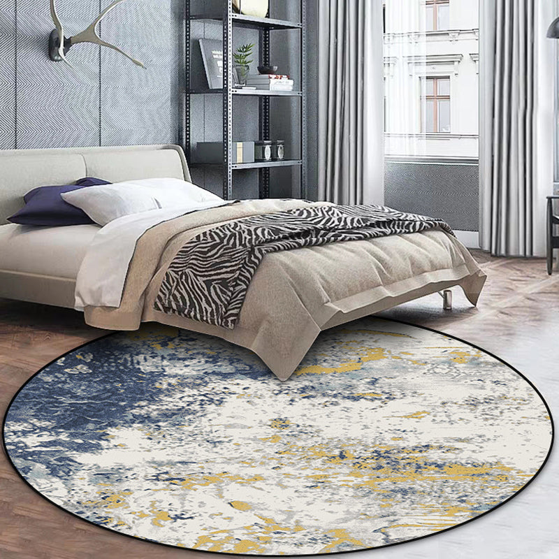 Casual Industrial Style Rug Polyester Abstract Pattern Area Carpet Non-Slip Backing Pet Friendly Area Carpet for Bedroom Blue Clearhalo 'Area Rug' 'Rug' 1897639