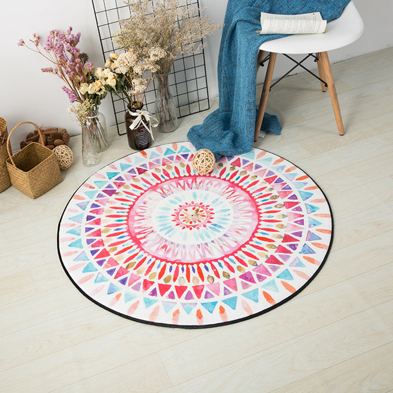 Stylish Mandala Rug Pastel Color Novelty Carpet Polypropylene Non-Slip Area Rug for Home Decor Pink Clearhalo 'Area Rug' 'Rug' 1898238