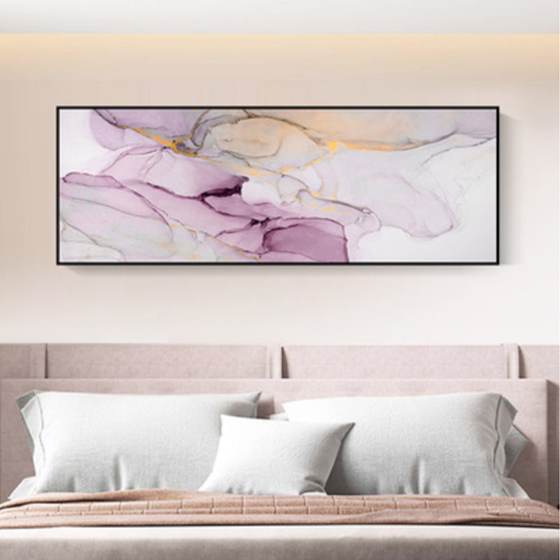 Nordic Flows Pattern Wall Art Soft Color Abstract Canvas Print for House Interior Pink 14" x 39" Clearhalo 'Arts' 'Canvas Art' 1899171