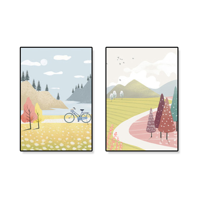 Yellow Spring Scenery Canvas Art Landscape Nordic Textured Wall Decor for Bedroom Clearhalo 'Arts' 'Canvas Art' 1899244