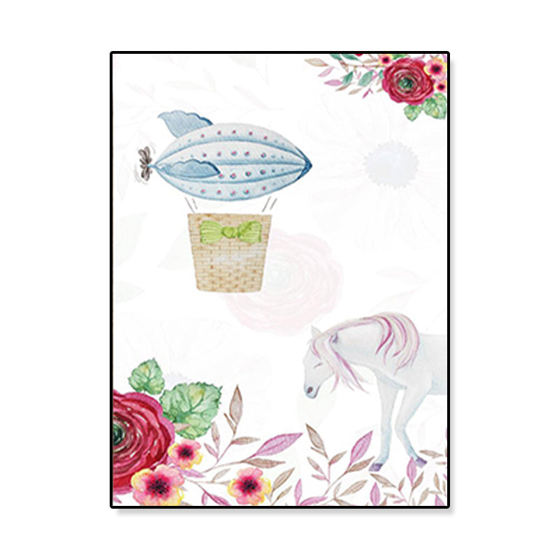 Kids Illustrated Animal Canvas Print Teens Bedroom Wall Art Decor in Light Color Clearhalo 'Art Gallery' 'Canvas Art' 'Kids' Arts' 1899262