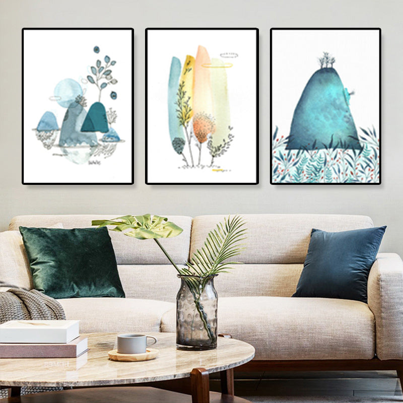 Rustic Illustration Scenery Wall Art Set Green Living Room Canvas Print, Set of 3 Clearhalo 'Art Gallery' 'Canvas Art' 'Country Art Gallery' 'French Country' 'Rustic' Arts' 1899586