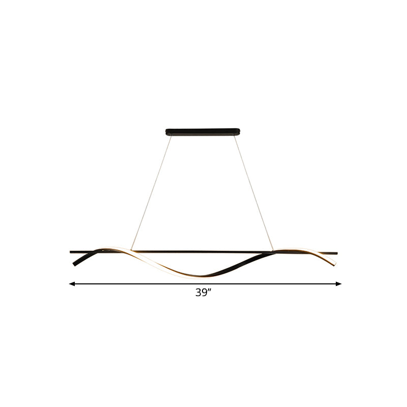 Minimalism Curvy Hanging Island Light Acrylic Dining Room LED Drop Pendant in Black, Warm/White Light Clearhalo 'Ceiling Lights' 'Island Lights' Lighting' 1899741