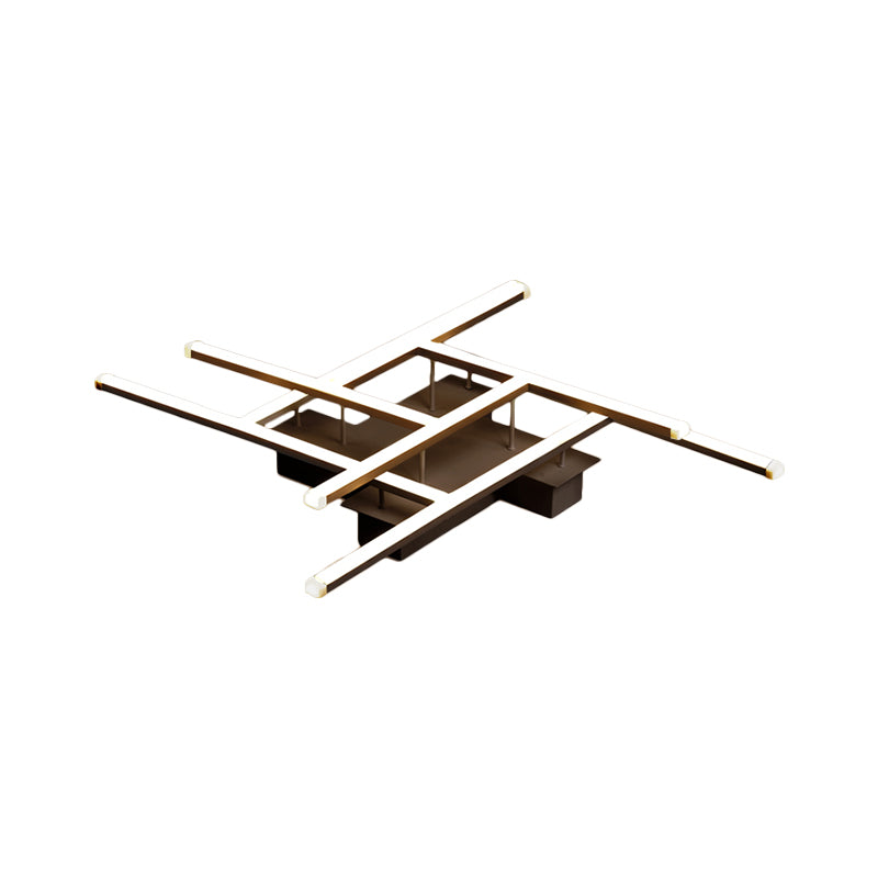 Novelty Modern Crisscrossed Semi Flush Acrylic Bedroom LED Close to Ceiling Light in Black Clearhalo 'Ceiling Lights' 'Close To Ceiling Lights' 'Close to ceiling' 'Semi-flushmount' Lighting' 1900152