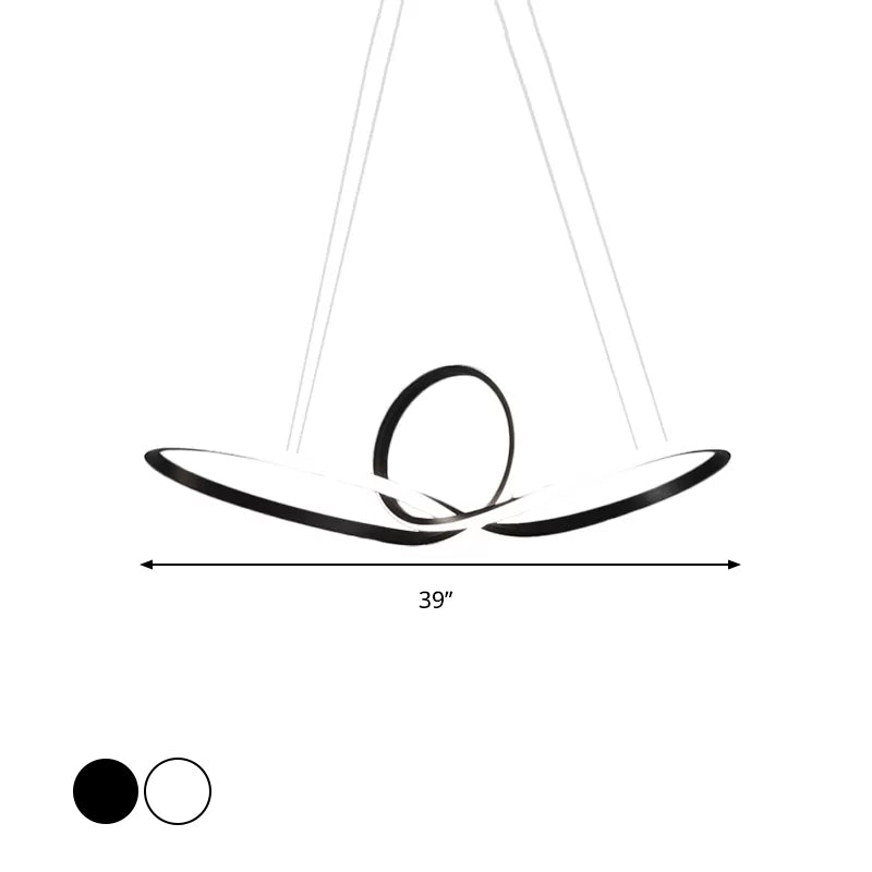 Minimalist Cycle Chandelier Pendant Acrylic Restaurant LED Hanging Light in Warm/White Light, Black/White Clearhalo 'Ceiling Lights' 'Chandeliers' 'Modern Chandeliers' 'Modern' Lighting' 1903218