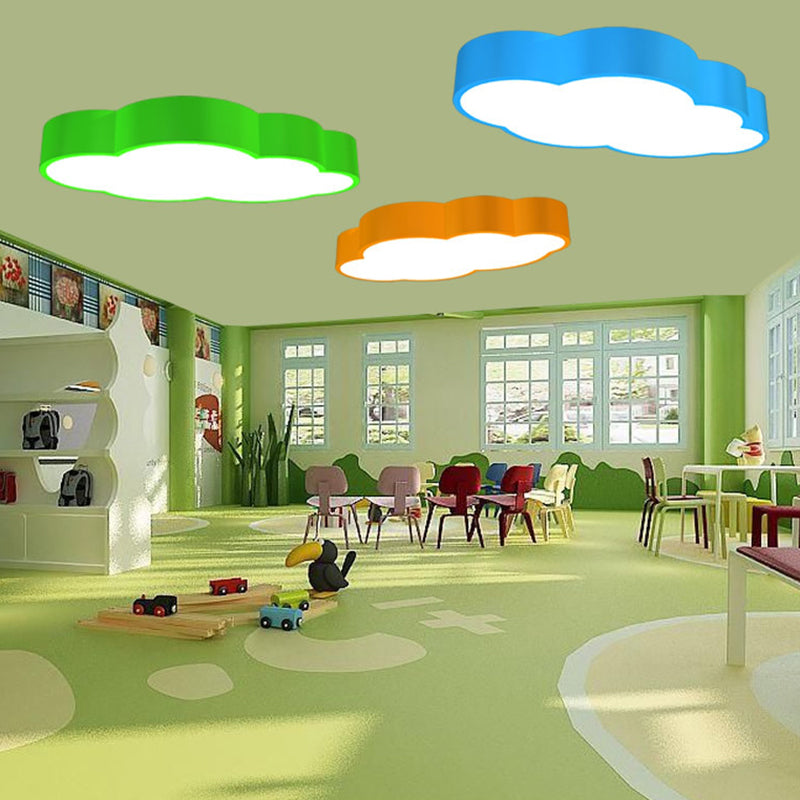 Cloud Shaped Nursery Ceiling Lamp Acrylic 18"/20.5" Wide LED Cartoon Flush Mount Lighting Fixture in Red/Yellow/Blue Clearhalo 'Ceiling Lights' 'Close To Ceiling Lights' 'Close to ceiling' 'Flush mount' Lighting' 1904083