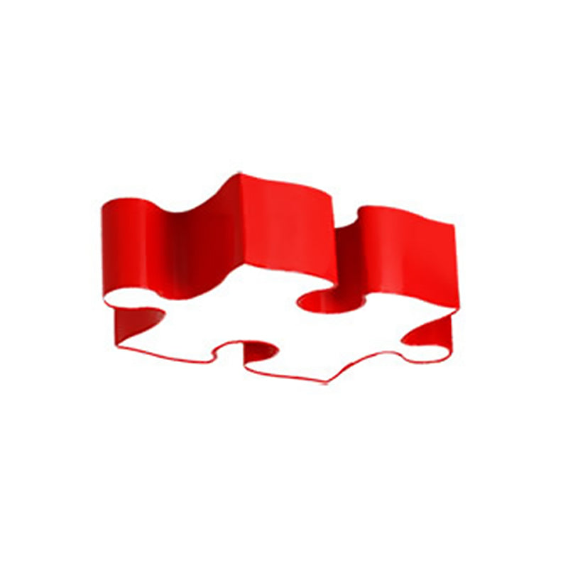 Jigsaw Puzzles Ceiling Flush Light Kids Style Acrylic Red/Yellow LED Flushmount in White/3 Color Light Clearhalo 'Ceiling Lights' 'Close To Ceiling Lights' 'Close to ceiling' 'Flush mount' Lighting' 1906874